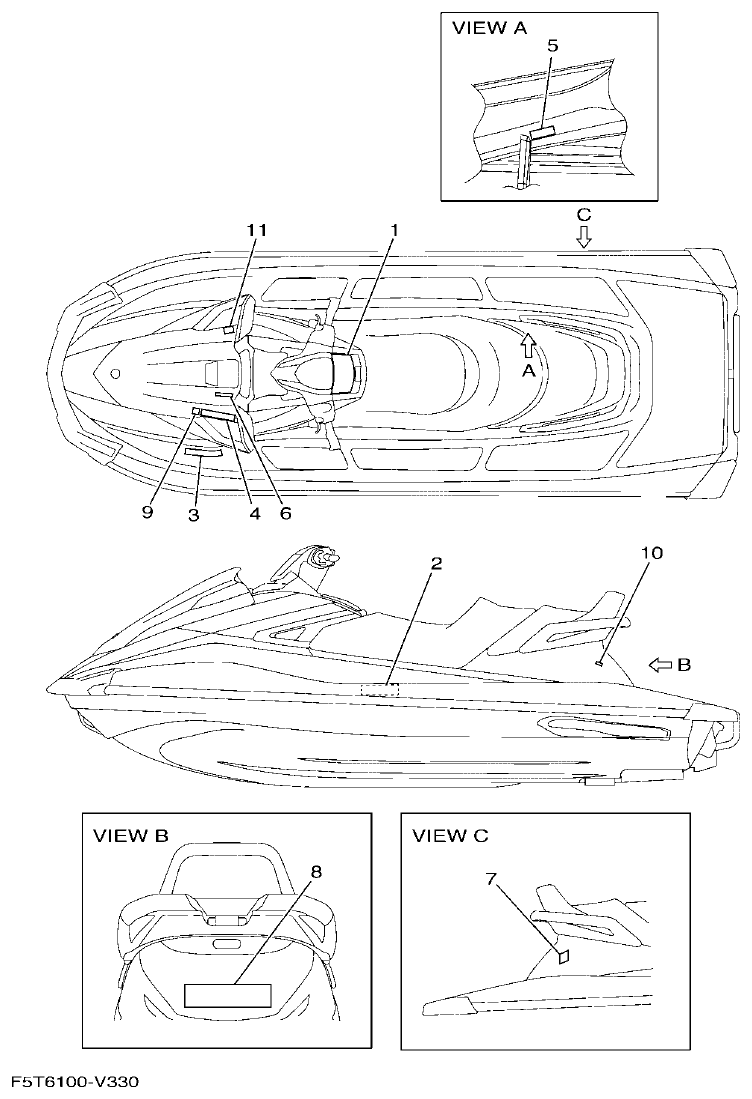 Yamaha VX1050AV IMPORTANT LABELS parts diagram